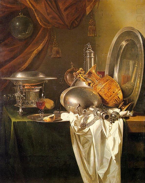 Still Life with Chafing Dish, Pewter, Gold, Silver and Glassware, Willem Kalf
